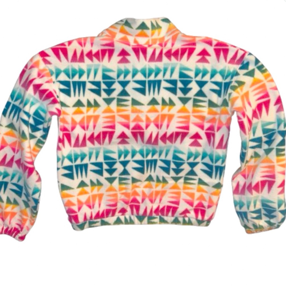 SO Girls Size XL Quarter Zip Colorful Geometric Fleece Pullover - Picture 9 of 11
